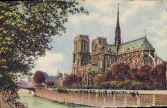 CPA Paris Notre Dame et le Square de l'Archeveche 