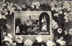 CPA bis De Notre Dame de Laghet recevez ces Fleurs 