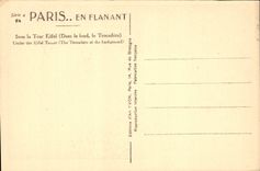 CPA Paris Sous la Tour Eiffel Dans le fond le Trocadero 