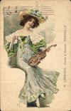 CPA M Carbonel Pianos Musique Marseille Femme Violon