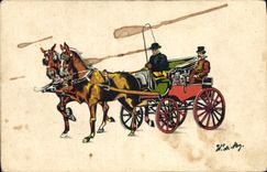 CPA Caleche Cheval