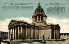 CPA Paris le Pantheon et la statue de Jean Jacques Rousseau 