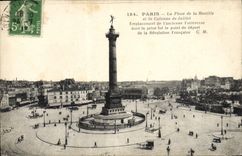 CPA Paris la Place de la Bastille et la Colonne de Juilllet Emplacement de Lancienne Fortresse dont 