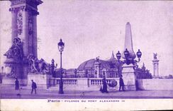 CPA Paris Pylones du Pont Alexandre III 