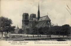 CPA Paris Notre Dame l'Abside et le Pont 