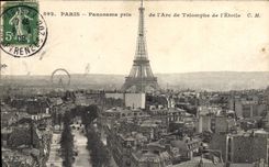 CPA Paris Panorama pris de l'Arc de Triomphe de l'Etoile Tour Eiffel