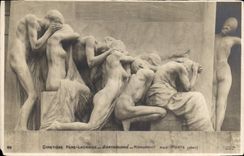 CPA Cimetiere Pere Lachaise Bartholone monument Aux Morts detail 