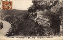 CPA Besancon les Bains entree des Grottes Saint Leonard Vallee du Doubs et Route de Morre 
