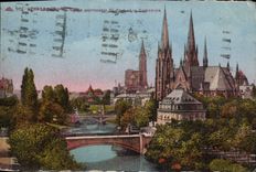 CPA Strasbourg L'Eglise protestants St Paul et la Cathedrale 