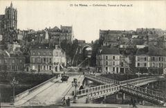 CPA Le Mans Cathedrale Tunnel et Pont en X 