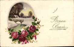 CPA Bonne Annee Fleurs