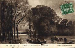 CPA Huet l'Inondation de Saint Cloud Musee du Louvre Paris 
