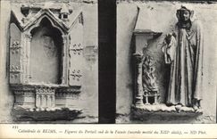 CPA Cathedrale de Reims Figures du Portail sud de la Facade Seconde Moitie du XIII siecle 