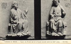 CPA Cathedrale de Reims Figures du Portail sud de la Facade Seconde Moitie du XIII siecle 