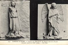 CPA Cathedrale de Reims Figures des Pieds droits du Portail sud de la facade seconde moitie du XIII 