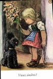 CPA Voeux sinceres Enfant Chien