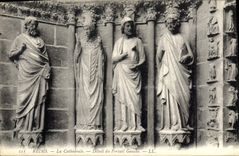 CPA Reims La Cathedrale Detail du Portail Gauche 