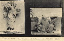 CPA Cathedrale de Reims Figures du Portail sud de la Facade 