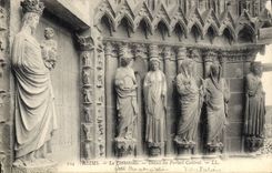 CPA Reims la Cathedrale Detail du Portail central 