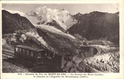 CPA Chemin de fer du Mont Blanc La Rampe du Mont Lachat le Glacier et l'Aiguille de Bionnassay Train