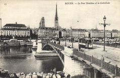 CPA Rouen Le Pont Boieldieu et la Cathedrale 