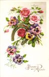 CPA Bonne Annee Fleurs
