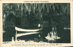 CPA Cuevas del Drach Mallorca La Gondola Reina Victoria navegando por el Lago Martel 
