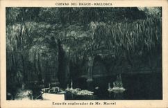 CPA Cuevas del Drach Mallorca Esquife explorador de Mr Martel 