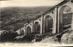 CPA Lourdes La Funiculaire du Pic du Jer Le Grand Viaduc 