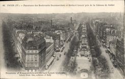CPA Paris Panorama des Boulevarde Beaumarchais et Richard Lenoir pris de la Colone de Juillet 