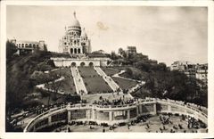 CPA Paris La Basilique du Sacre Coeur et l'escalier monumental 