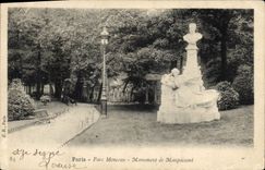 CPA Paris Parc Monceau Monument de Maupassant 