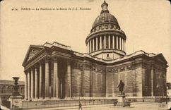 CPA Paris Le Pantheon et la Statue de JJ Rousseau 