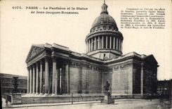 CPA Paris Le Pantheon et la Statue de Jean Jacques Rousseau 