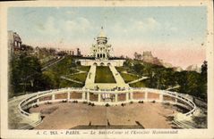 CPA Paris Le Sacre Coeur et l'Escalier Monumental 