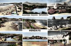 CPA Hendaye Frontiere Franco Espagnole Plage vue generale Casino Plage Falaises les deux Jumeaux Bel