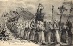 CPA Marseille N D de la Garde Procession des Penitents 1815 