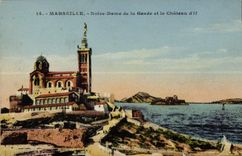CPA Marseille Notre Dame de la Garde et le Chateau d'If 