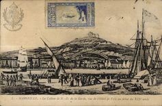 CPA Marseille La Colline de N D de la Garde vue de l'hotel de Ville au debut du XIV siecle 