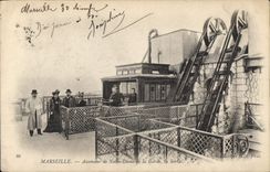 CPA Marseille Ascenseur de Notre Dame de la Garde la Sortie 