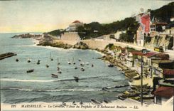 CPA Marseille La Corniche l'Anse du Prophete et le Restaurant Roubion 