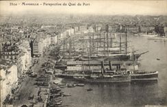 CPA Marseille Perspective du Quai du Port Bateaux