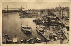 CPA Marseille Le Vieux Port et la Pont Transbordeur Bateaux