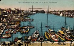 CPA Marseille Le Vieux Port et le Pont Transbordeur 