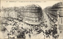 CPA Marseille Le Quai du Port et Rue de la Republique 