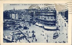 CPA Marseille Le Quai du Port et Rue de la Republique 