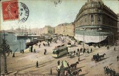 CPA Marseille Quai de Vieux Port et Rue de la Republique 