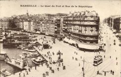 CPA Marseille Le Quai du Port et Rue de la Republique 