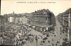 CPA Marseille Le Quai du Port et Rue de la Republique 