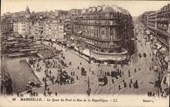 CPA Marseille Le Quai du Port et Rue de la Republique 